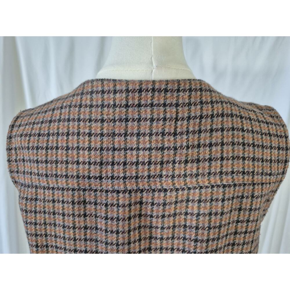 Vintage Womens Old Navy Outdoor Rust Brown Plaid Wool Blend Vest Medium 90s - Picture 5 of 6